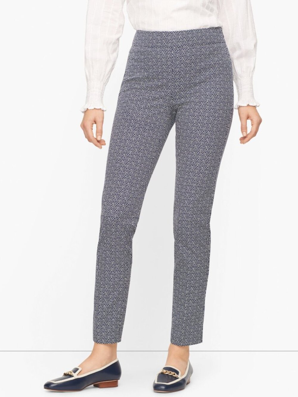 Talbots Chatham Navy Ankle Pant in Graceful Dot Womens Petite Size 4 4P NWT NEW